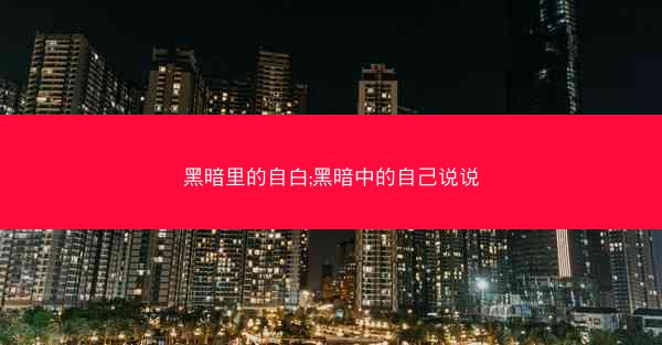 黑暗里的自白;黑暗中的自己说说