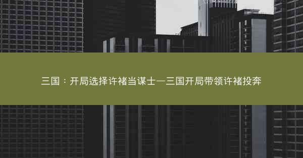 三国：开局选择许褚当谋士—三国开局带领许褚投奔